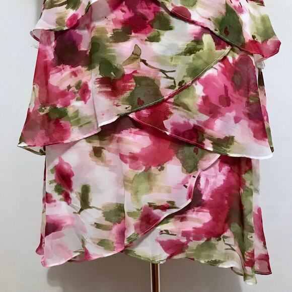 SLNY NWT Knee Length Tiered Flutter Sleeves Dress Women Various - Picture 3 of 11